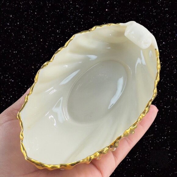 Vintage Lenox Porcelain Shell Trinket Dish Bowl Gold Edges Old Mark USA 91 86 - Picture 7 of 16